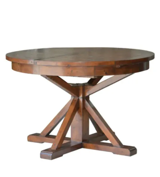 Gabriela Transitional Solid Wood Round Extension Dining Table 